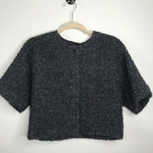 LAFAYETTE 148 Wool Gray Mohair Cropped Cardigan